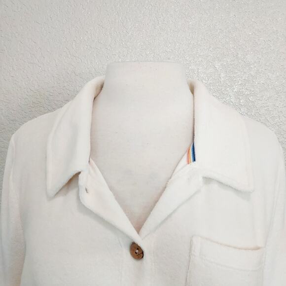 Faherty White Terry Cloth Short Sleeve Button Up Size XL - Picture 4 of 12